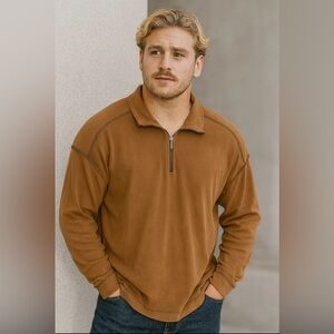 Agavelux Men's Brown Half-Zip Sweater